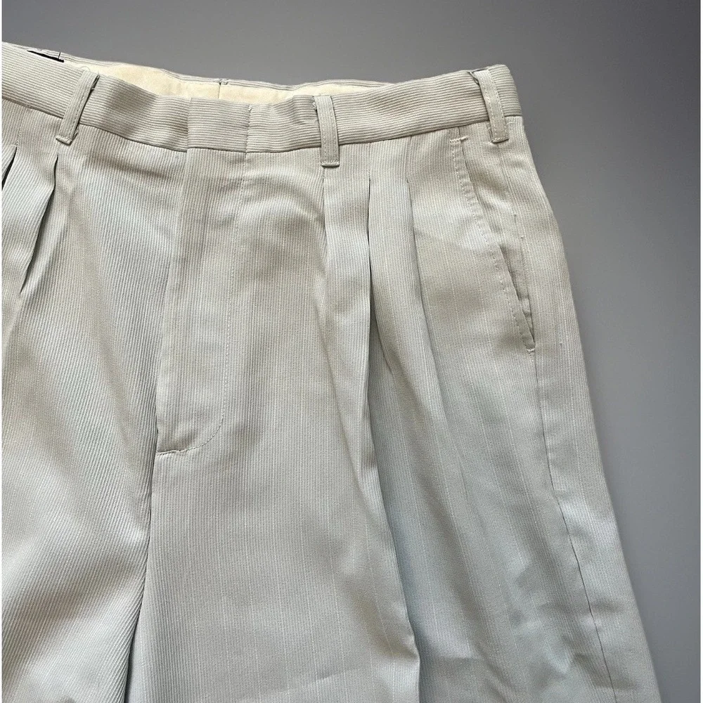 Smokey Joes Dress Pants Mens 34L Blue Pleated Wide Leg Cuffed Logo VINTAGE